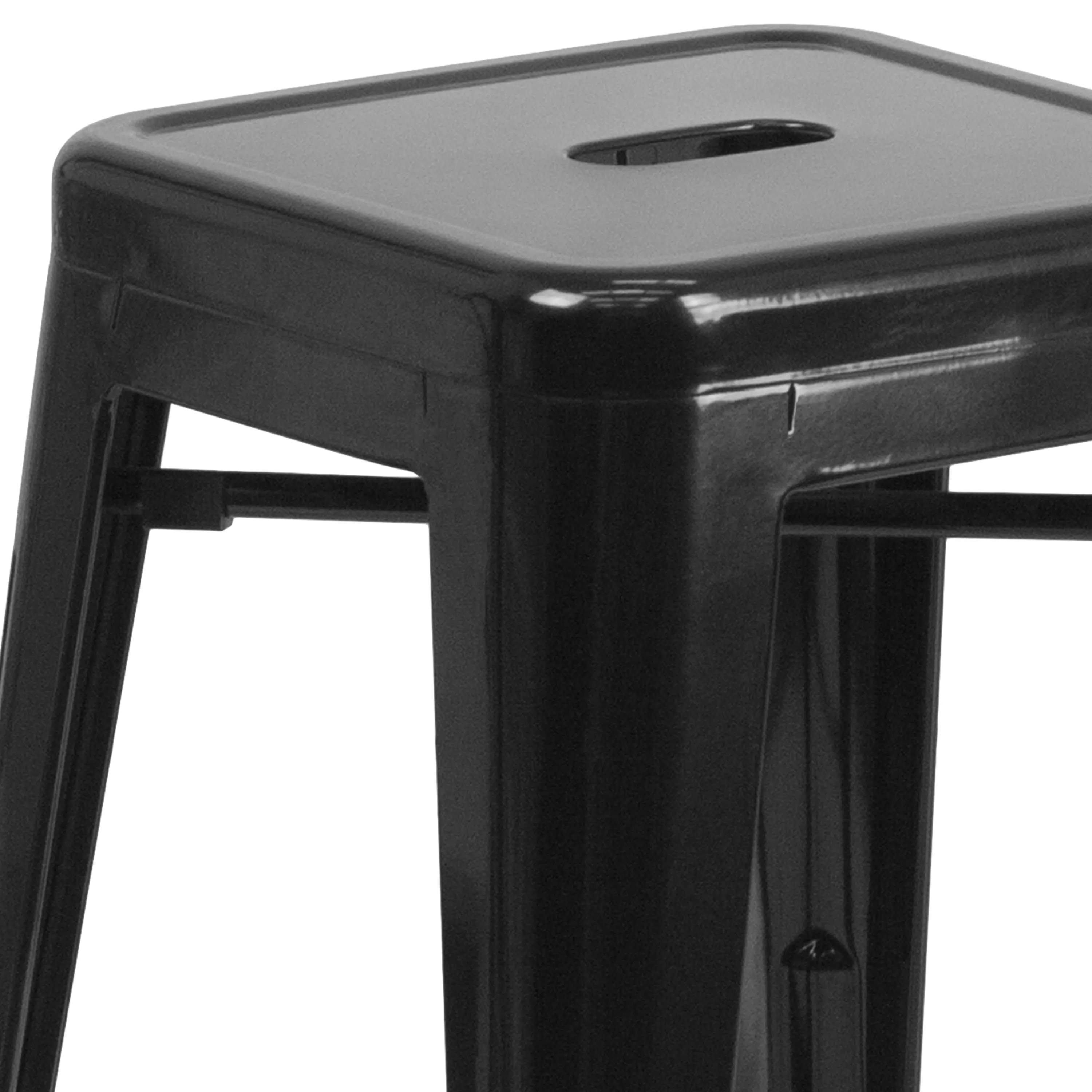 Commercial Grade 30" High Backless Metal Indoor-Outdoor Barstool with Square Seat