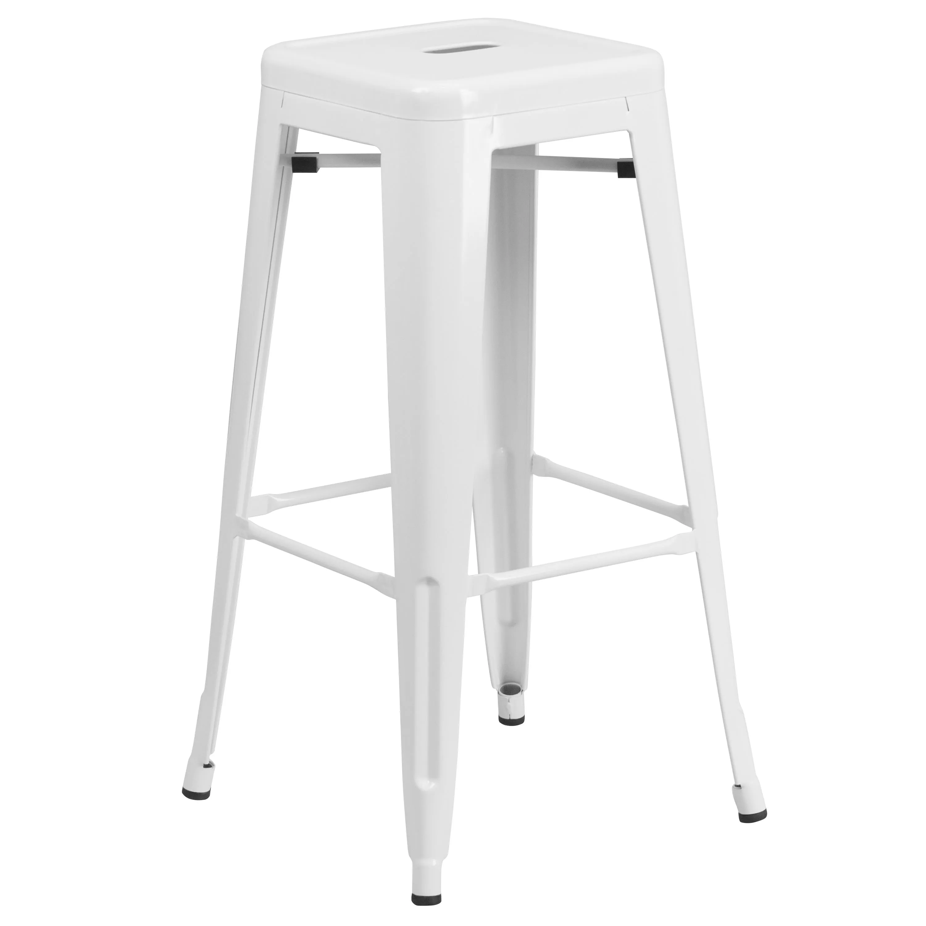 Commercial Grade 30" High Backless Metal Indoor-Outdoor Barstool with Square Seat