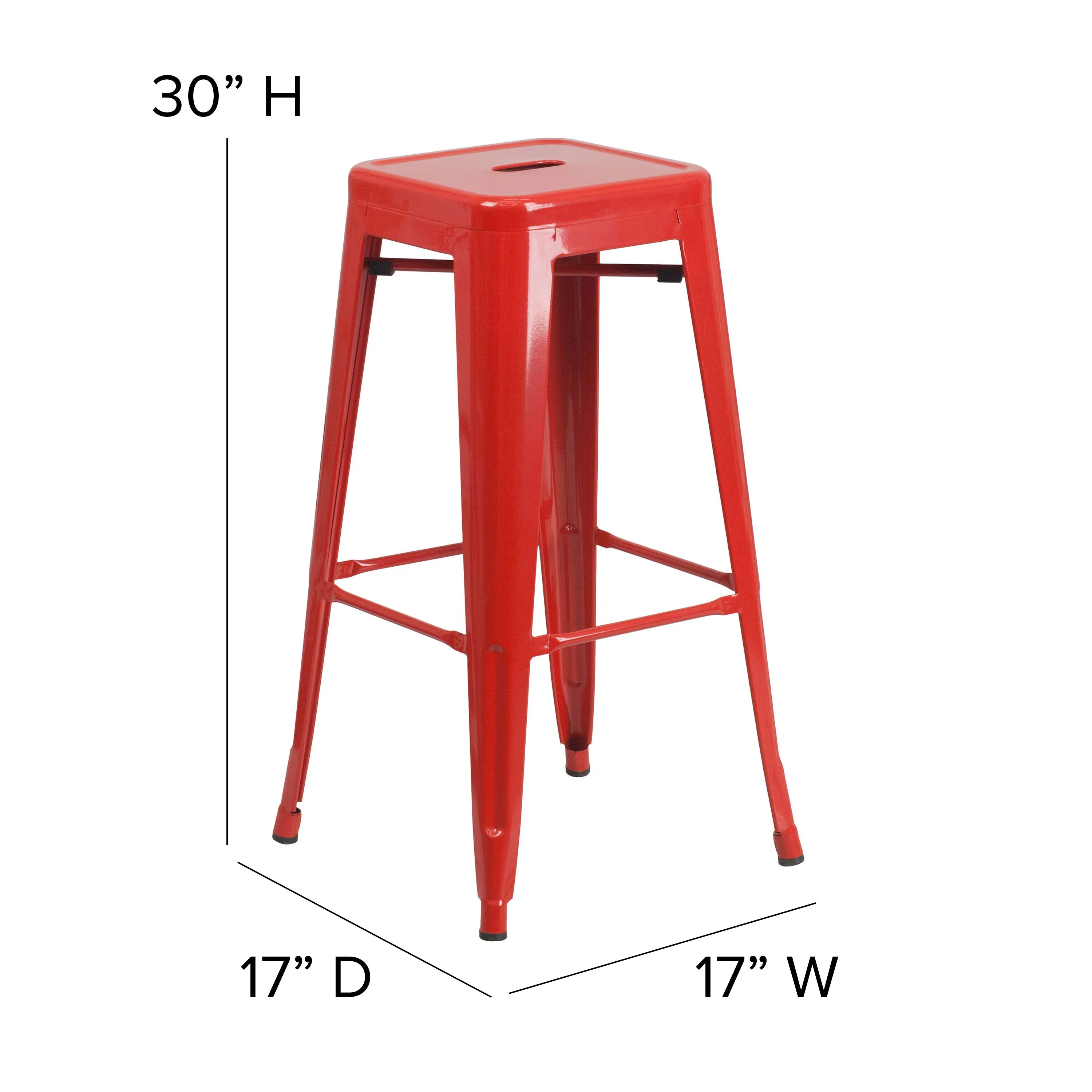 Commercial Grade 30" High Backless Metal Indoor-Outdoor Barstool with Square Seat