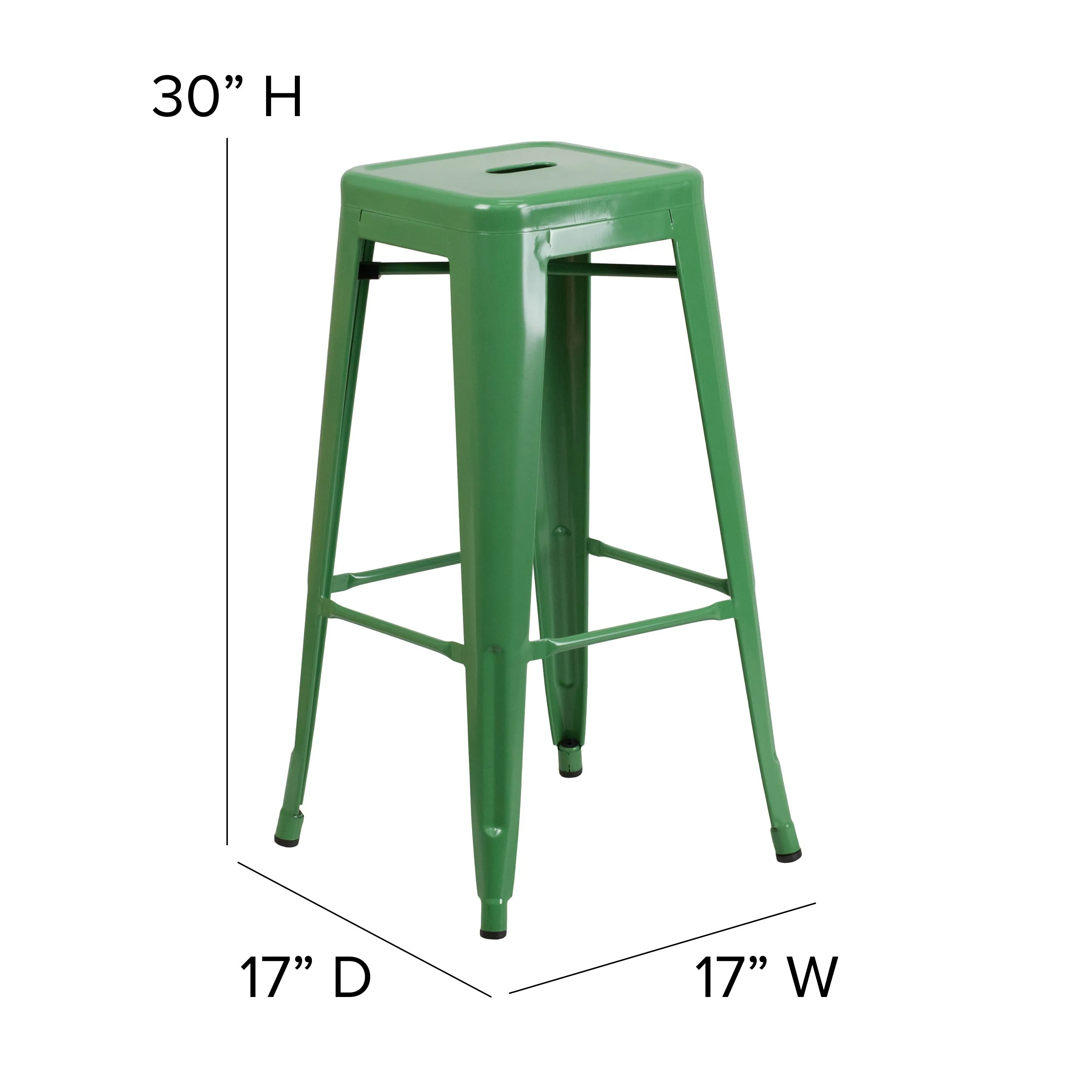 Commercial Grade 30" High Backless Metal Indoor-Outdoor Barstool with Square Seat