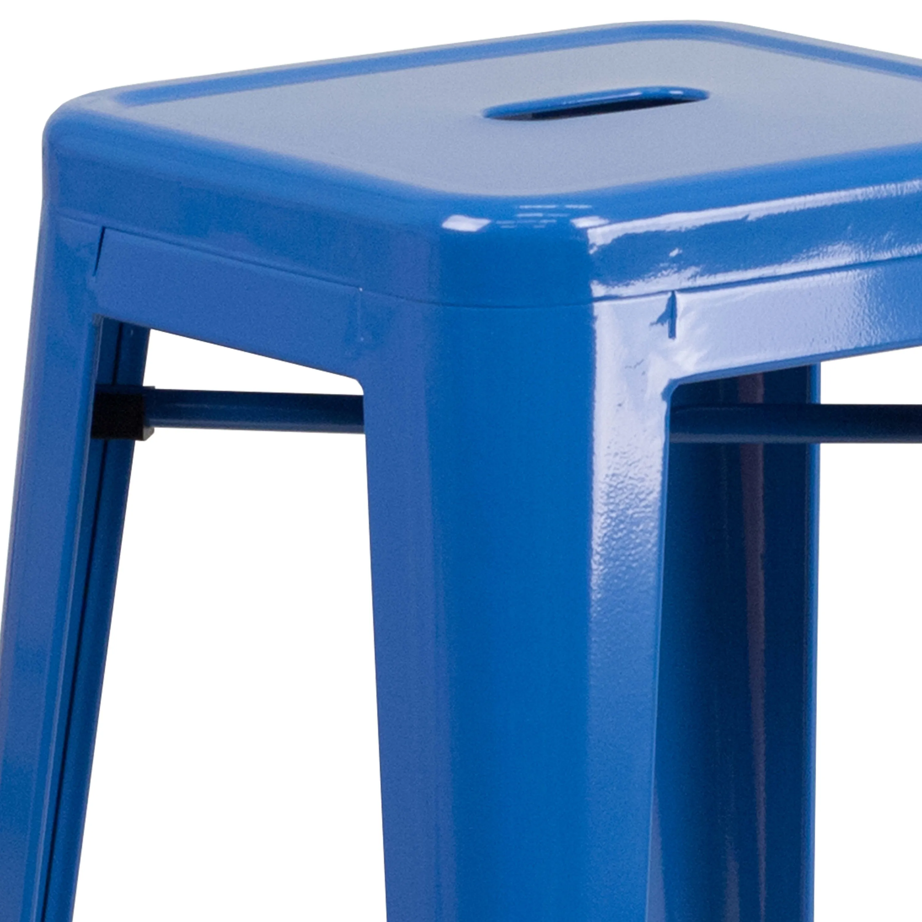 Commercial Grade 30" High Backless Metal Indoor-Outdoor Barstool with Square Seat