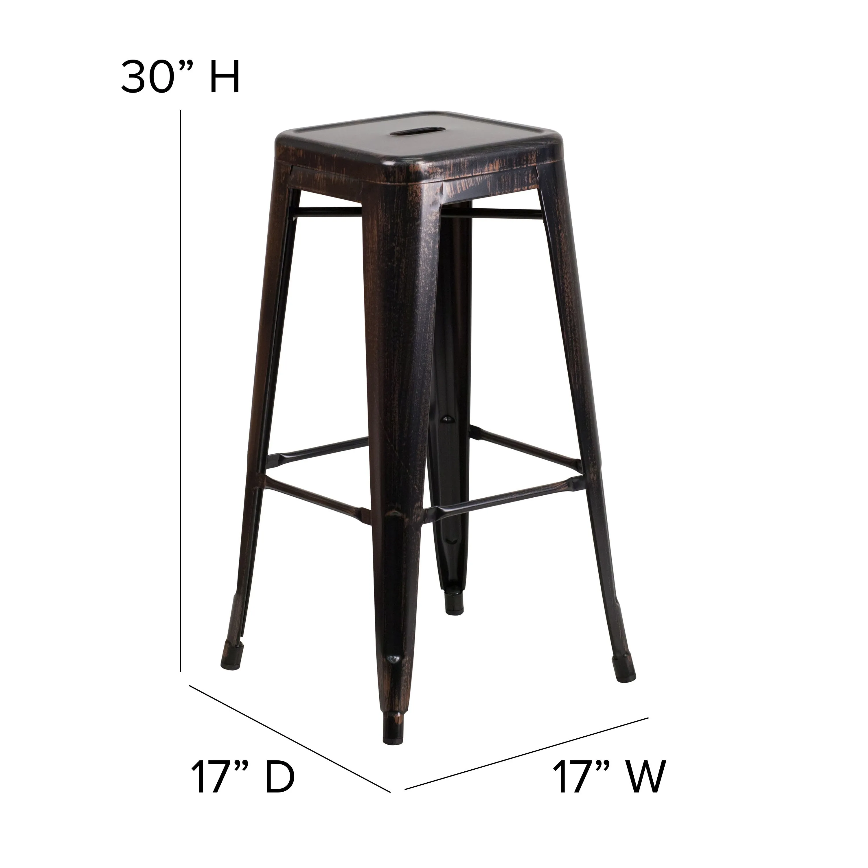 Commercial Grade 30" High Backless Metal Indoor-Outdoor Barstool with Square Seat