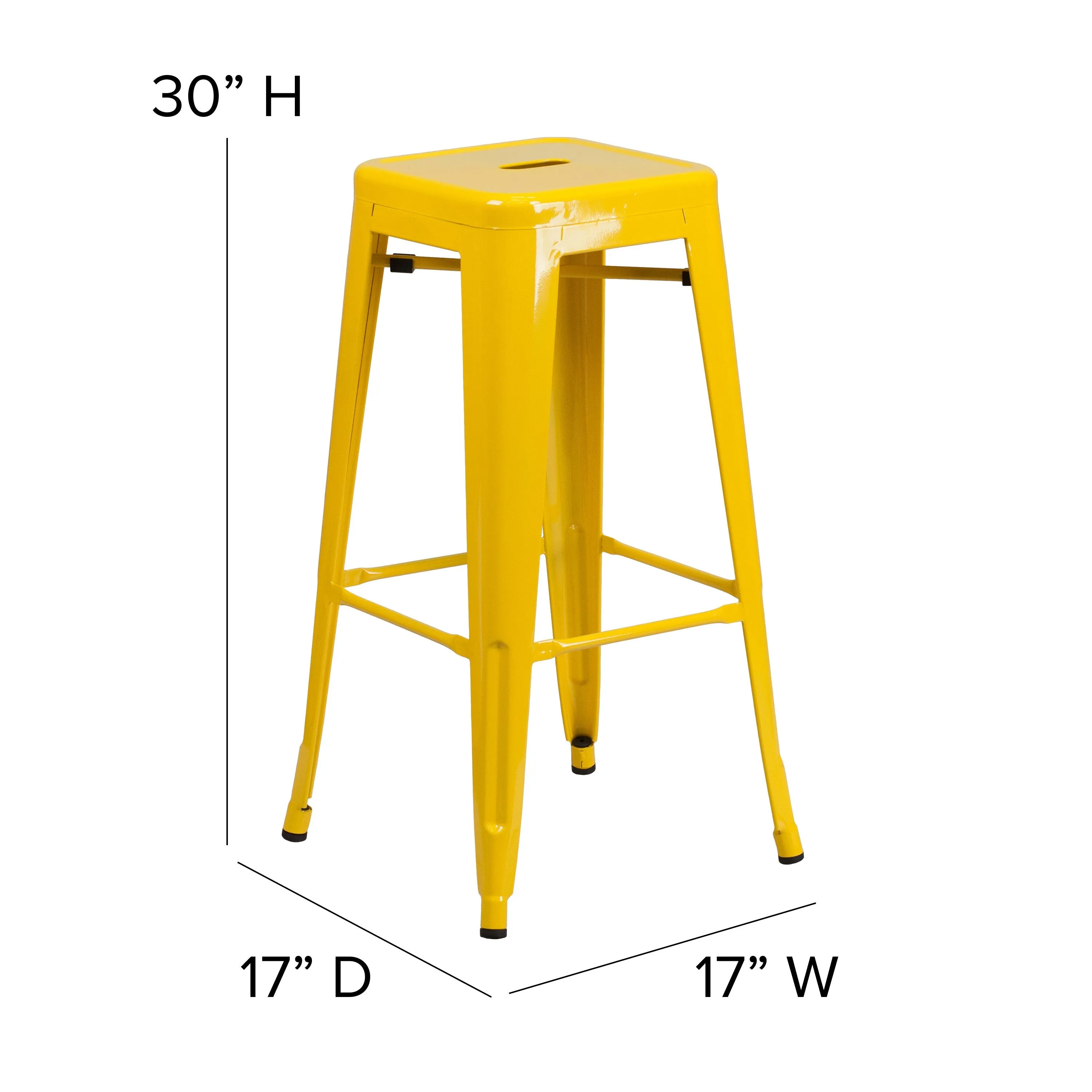 Commercial Grade 30" High Backless Metal Indoor-Outdoor Barstool with Square Seat