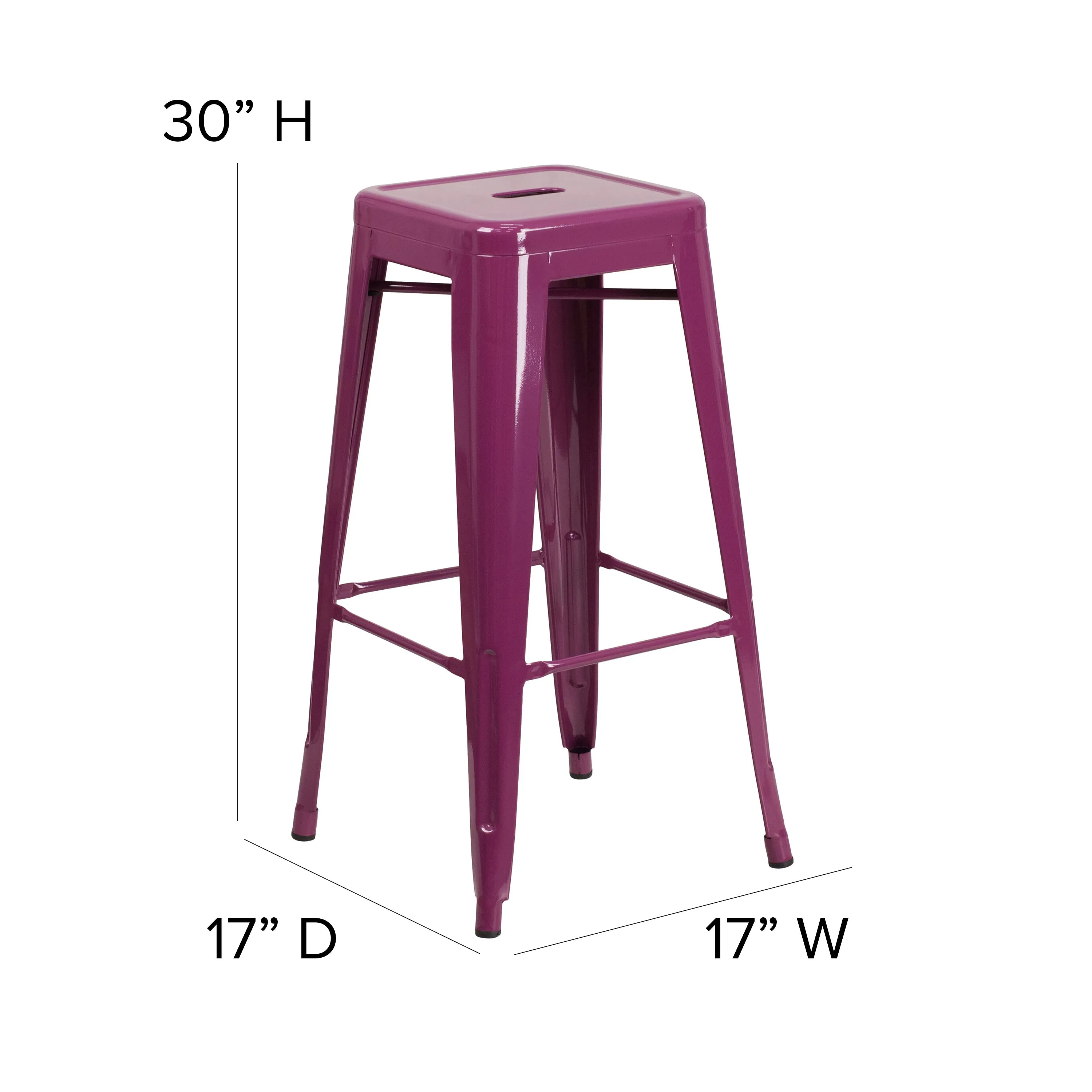 Commercial Grade 30" High Backless Metal Indoor-Outdoor Barstool with Square Seat