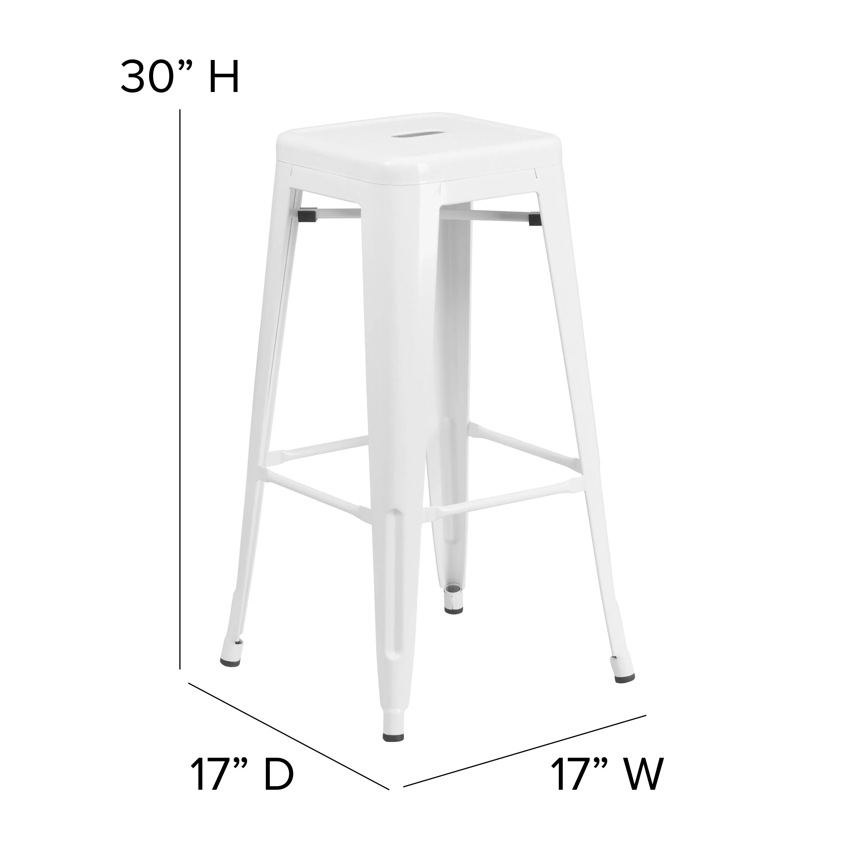 Commercial Grade 30" High Backless Metal Indoor-Outdoor Barstool with Square Seat