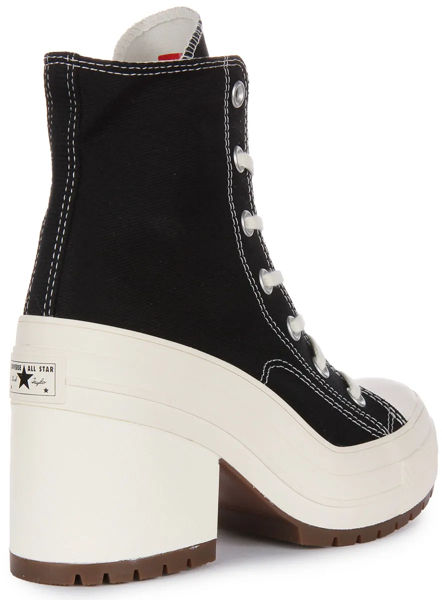 Converse A05347C Womens Lace Up Chuck 70 Heel In Black White