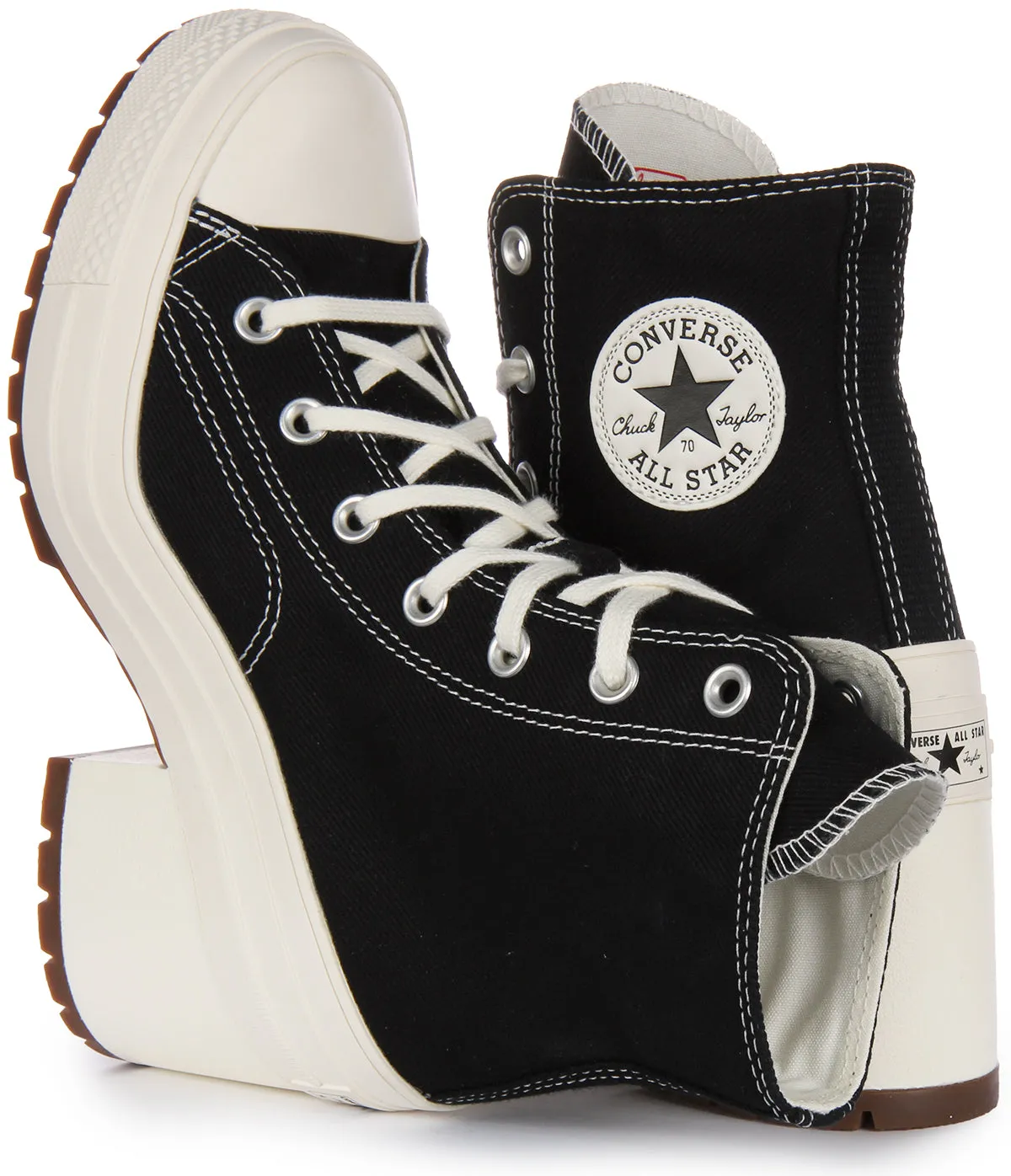 Converse A05347C Womens Lace Up Chuck 70 Heel In Black White