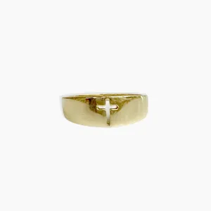 Cross Band Ring 14K Solid Gold