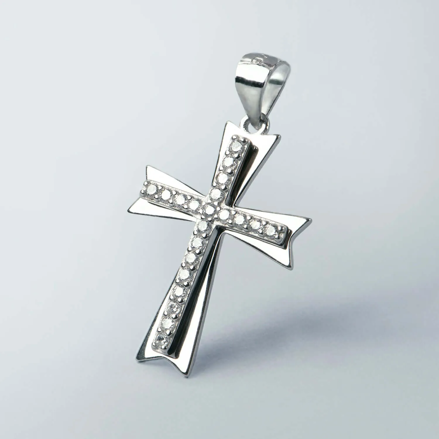 CROSS PENDANT - SILVER AND ZIRCONS