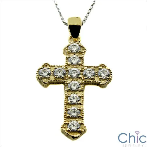 Cubic Zirconia Cz Cross 1.1 TCW Round Pendant