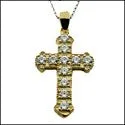 Cubic Zirconia Cz Cross 1.1 TCW Round Pendant