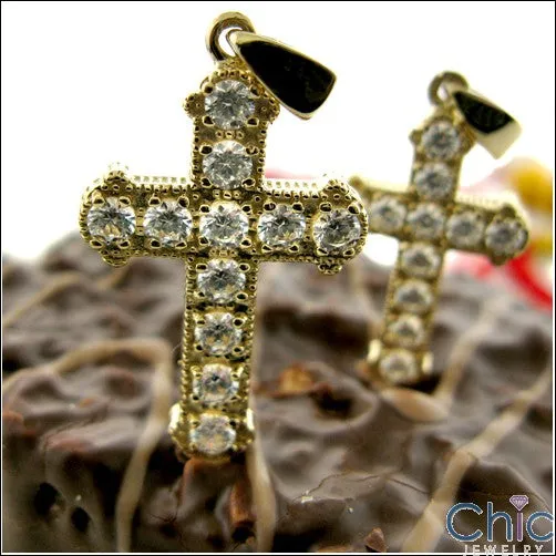 Cubic Zirconia Cz Cross 1.1 TCW Round Pendant