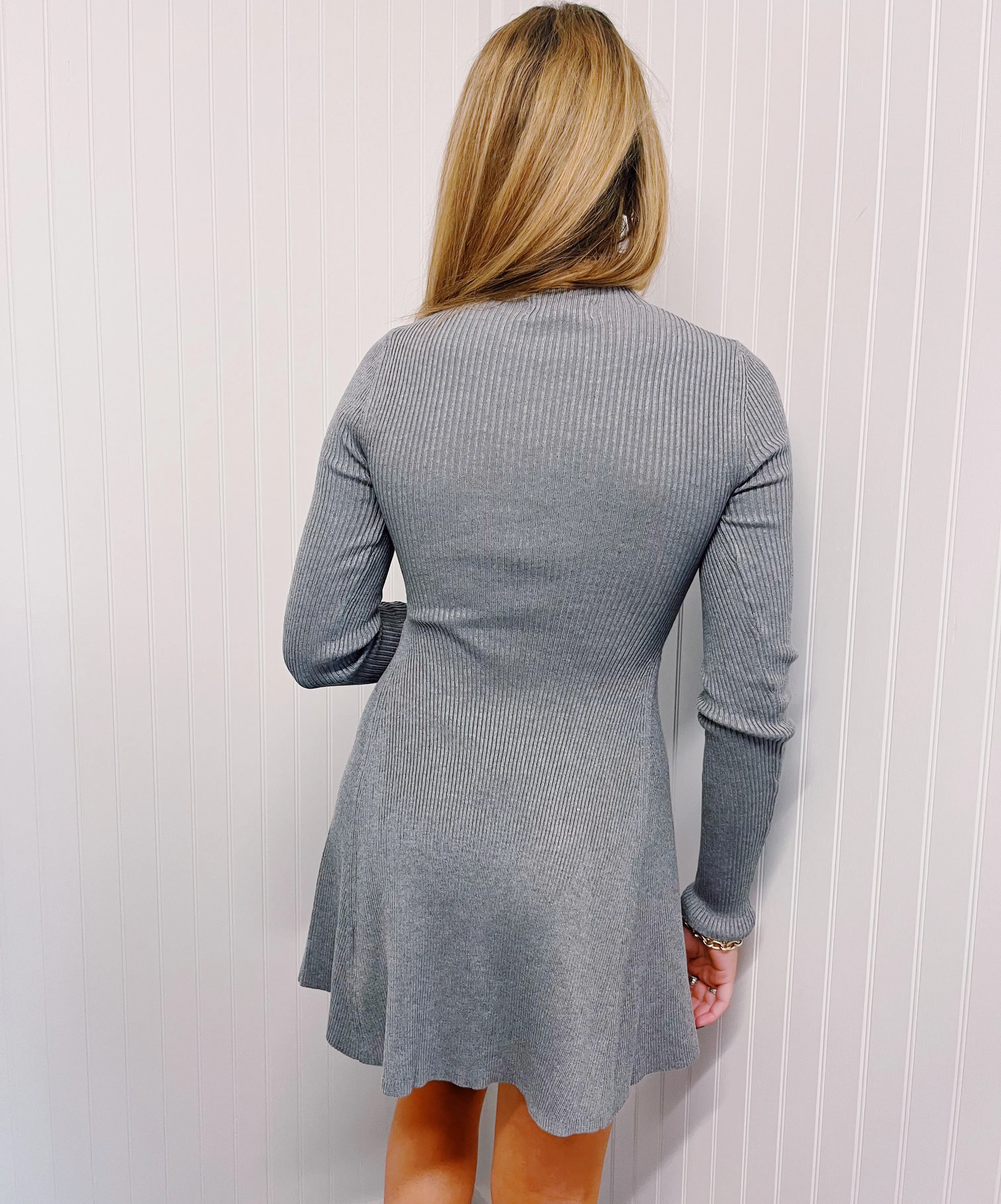 Cutie Pie Sweater Dress - Grey