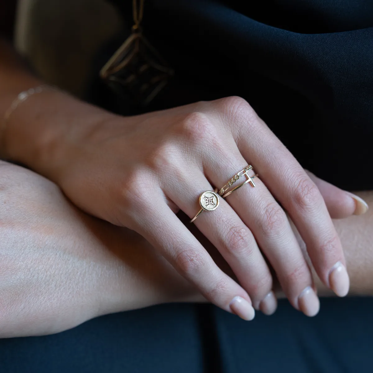 Dainty Cross Ring 14K Solid Gold