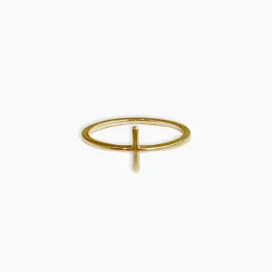 Dainty Cross Ring 14K Solid Gold