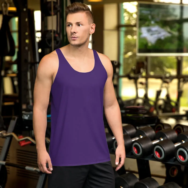 Dark Purple Unisex Tank Top, Solid Color Men's or Women's Workout Top- Made in USA