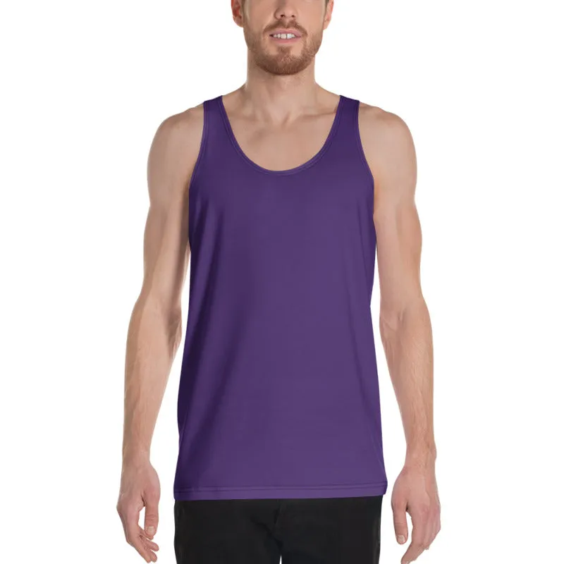 Dark Purple Unisex Tank Top, Solid Color Men's or Women's Workout Top- Made in USA