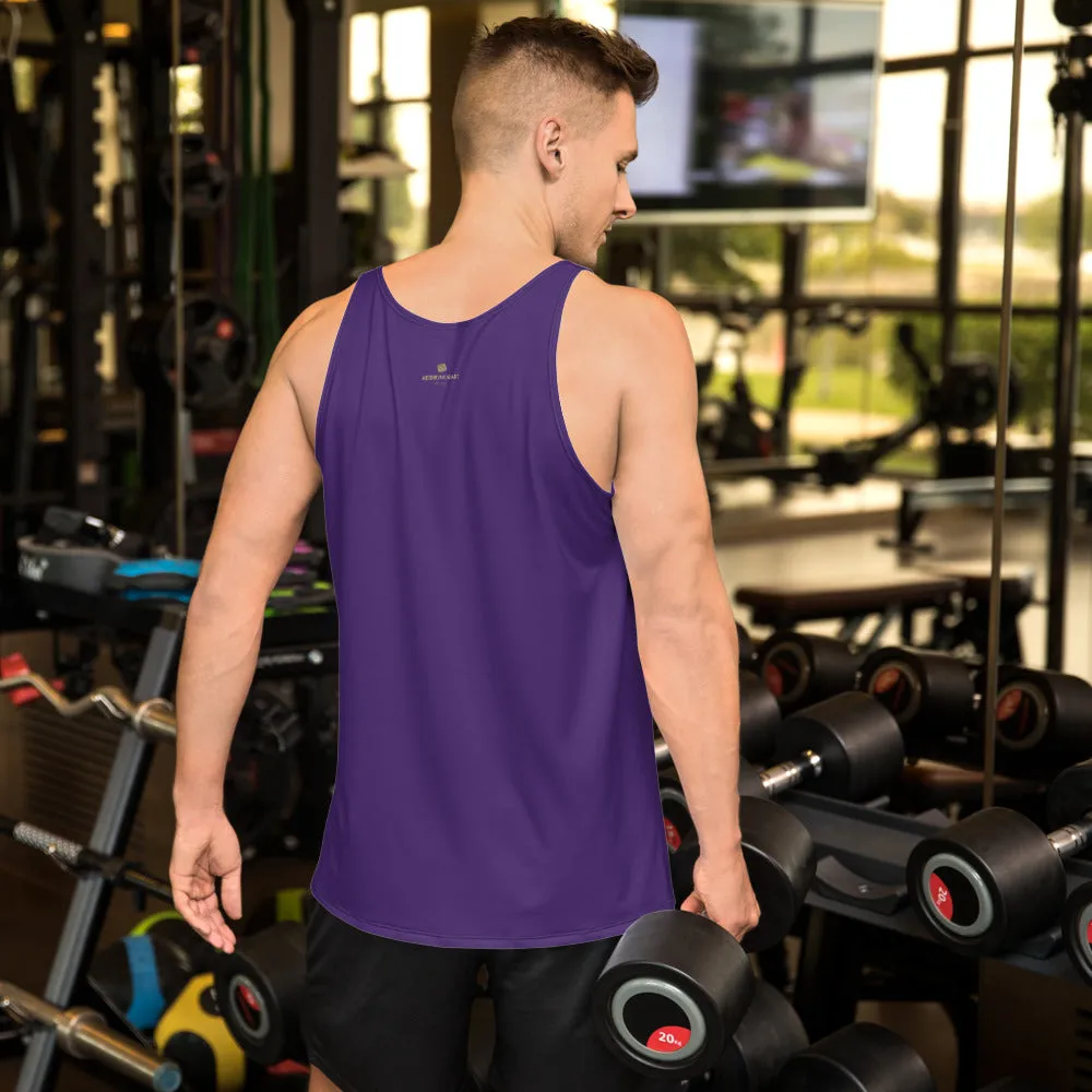 Dark Purple Unisex Tank Top, Solid Color Men's or Women's Workout Top- Made in USA