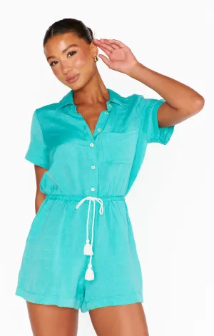 Daylight Romper ~ Teal Linen