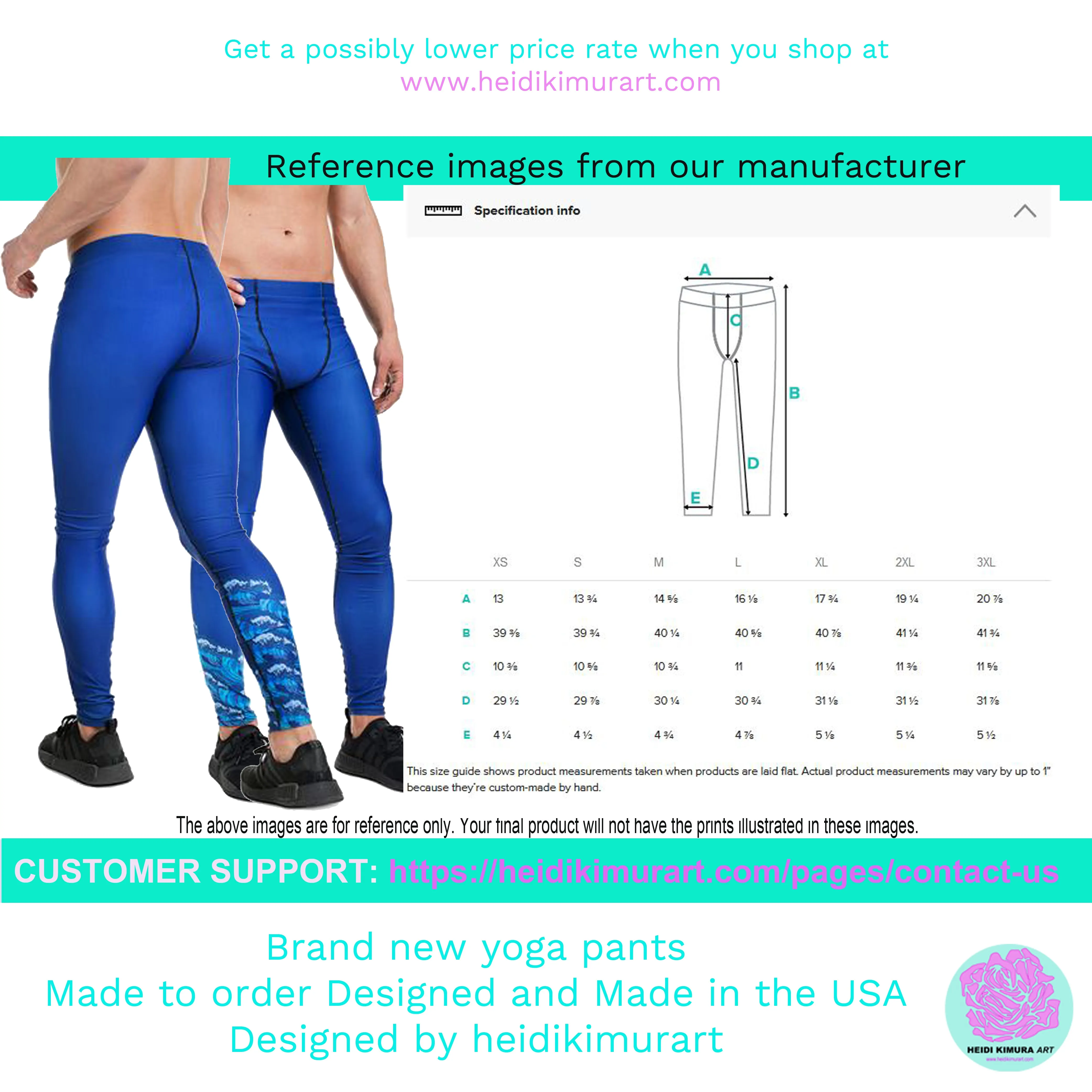 Deep Sky Blue Color Meggings, Solid Blue Color Premium Men's Workout Leggings - Made in USA/EU