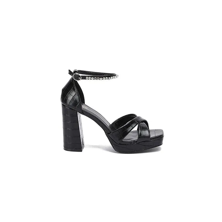 Diamante Buckle Ankle Strap Sandal HL 135