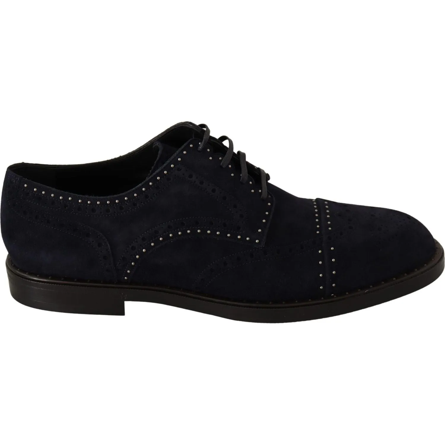 Dolce & Gabbana Elegant Suede Derby Shoes with Silver Studs