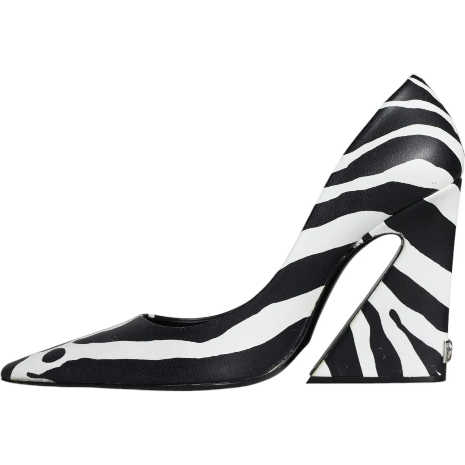 Dolce & Gabbana White Black Zebra Leather Heels Pumps Shoes