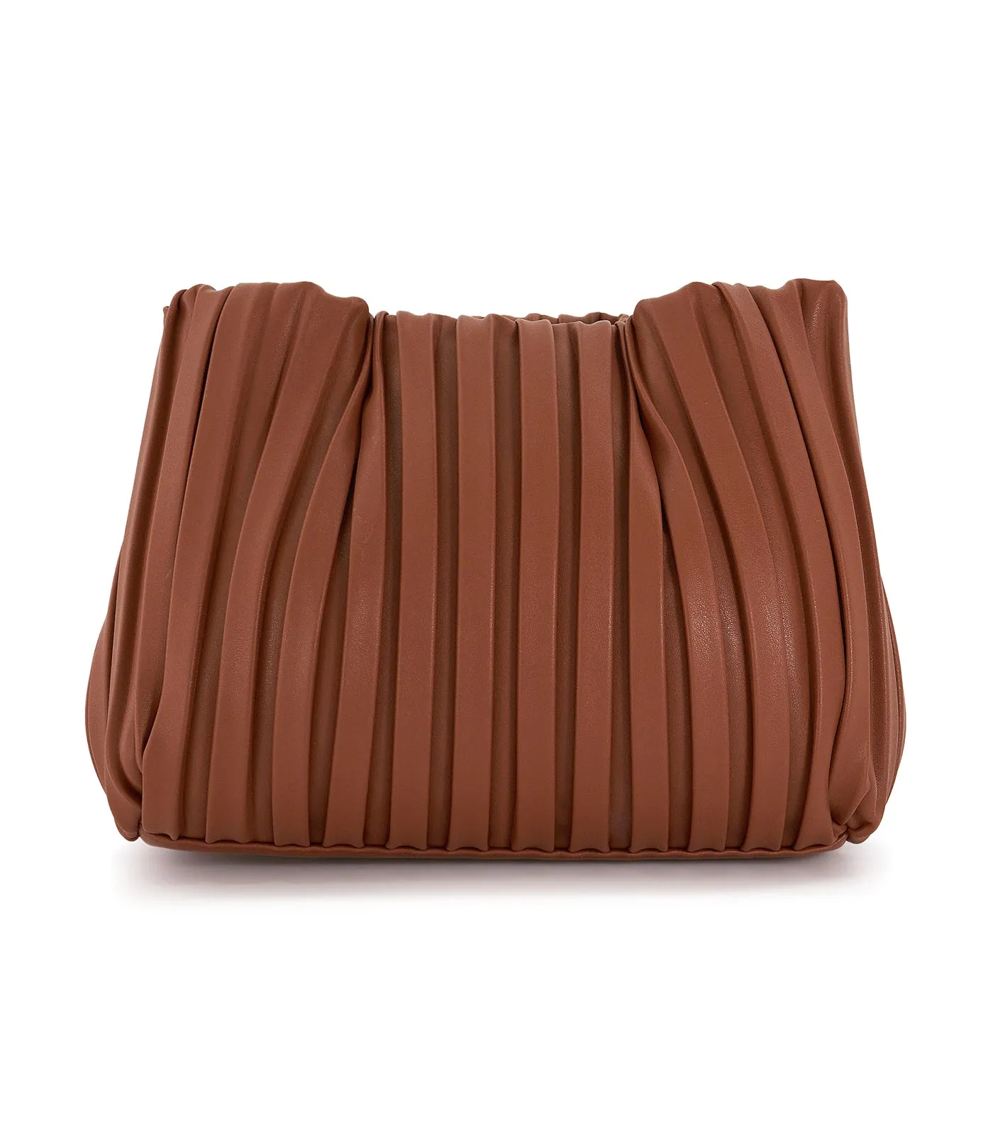 Dominie Medium Pleated Chain-Handle Slouch Bag Tan-Synthetic