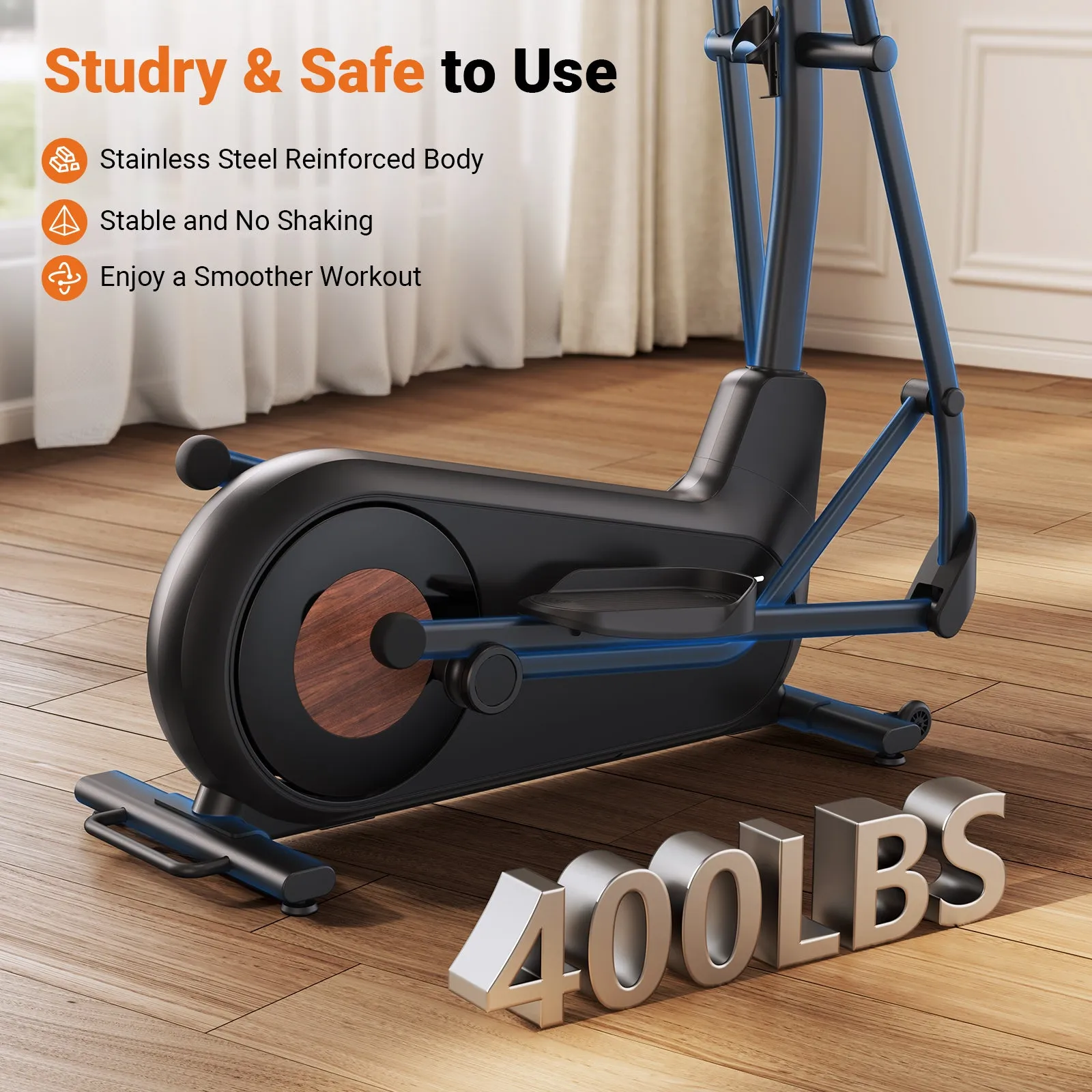 E27 Self-Powered Elliptical Machine with 470mm Stride