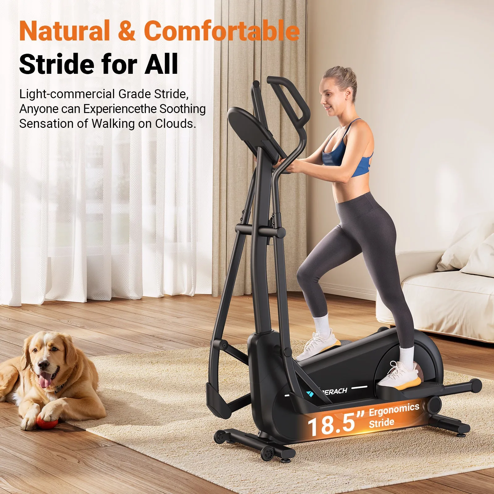 E27 Self-Powered Elliptical Machine with 470mm Stride