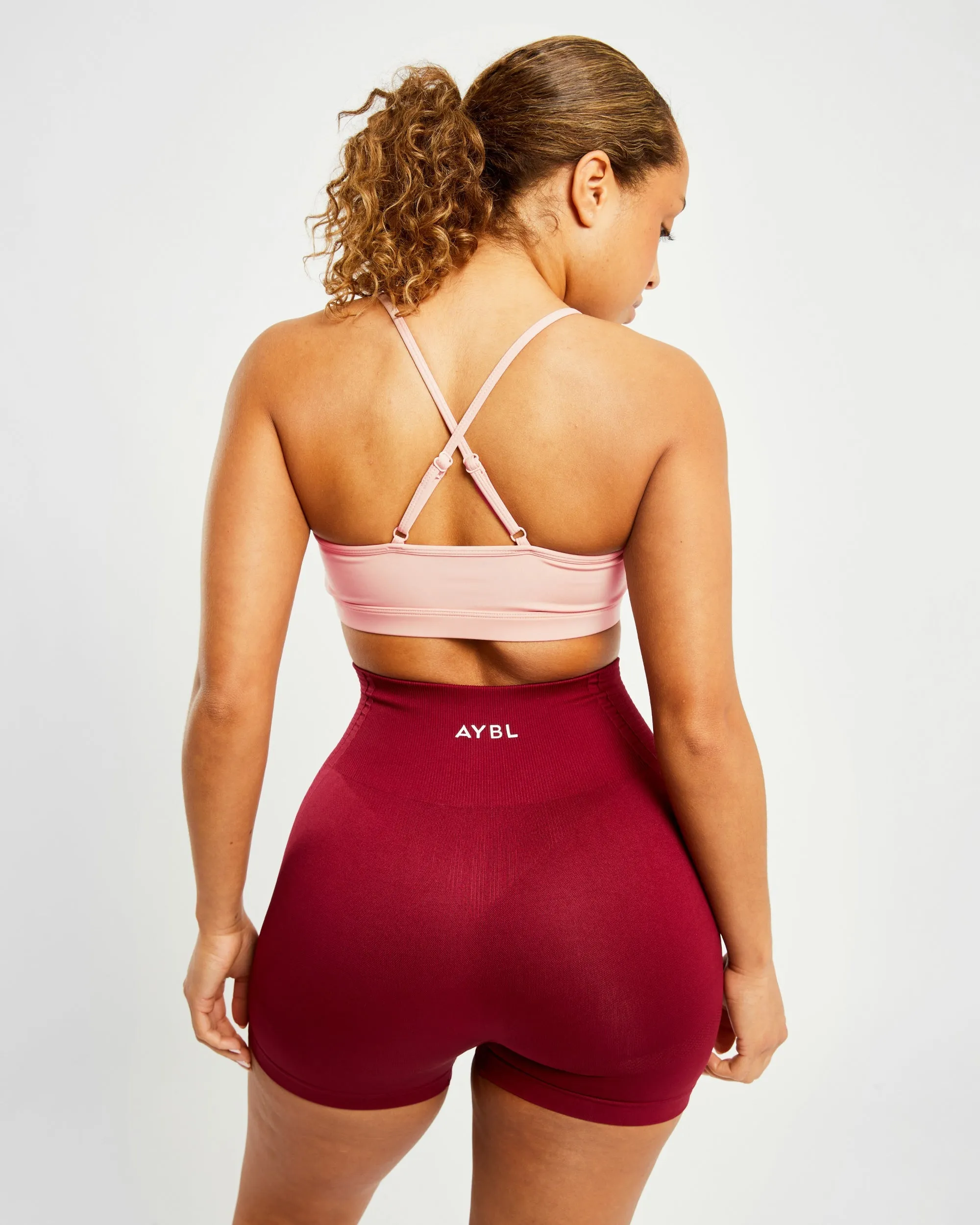 Essential V Neck Sports Bra - Dusty Pink