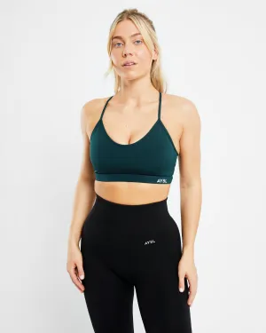 Essential V Neck Sports Bra - Forest Green