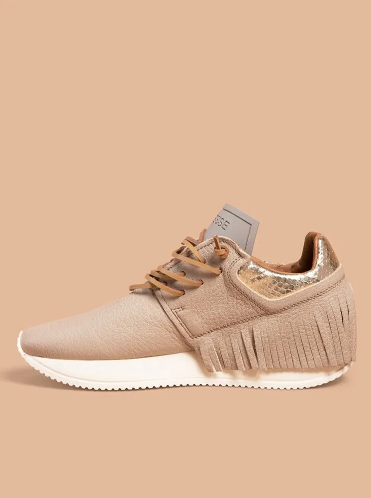 Esseutesse Leather Fringe Sneaker - Sand