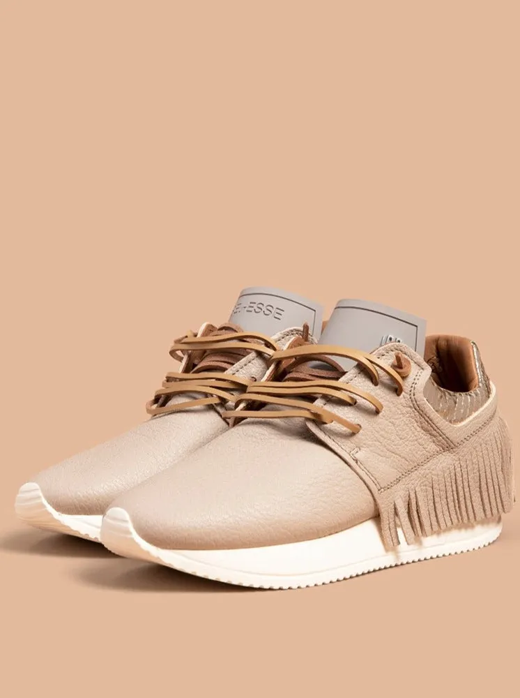 Esseutesse Leather Fringe Sneaker - Sand