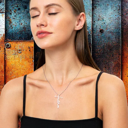 Faith Forever -Ephesians 6:16 Faith Cross Necklace -Ships from The US