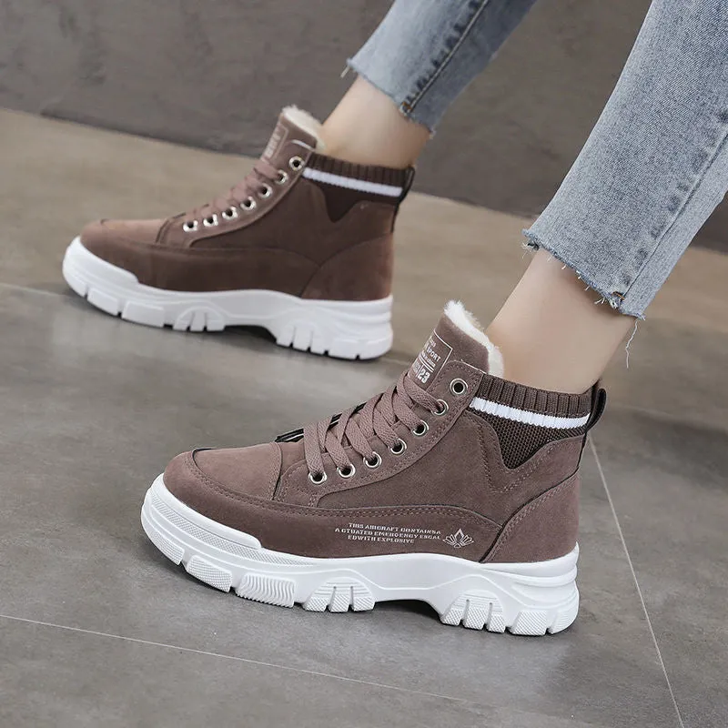 Fashionkova  Ladies Casual Shoes Lace-Up Fashion Sneakers Platform Snow Boots Winter Women Boots Warm Plush Women's Shoes  Zapatos De Mujer