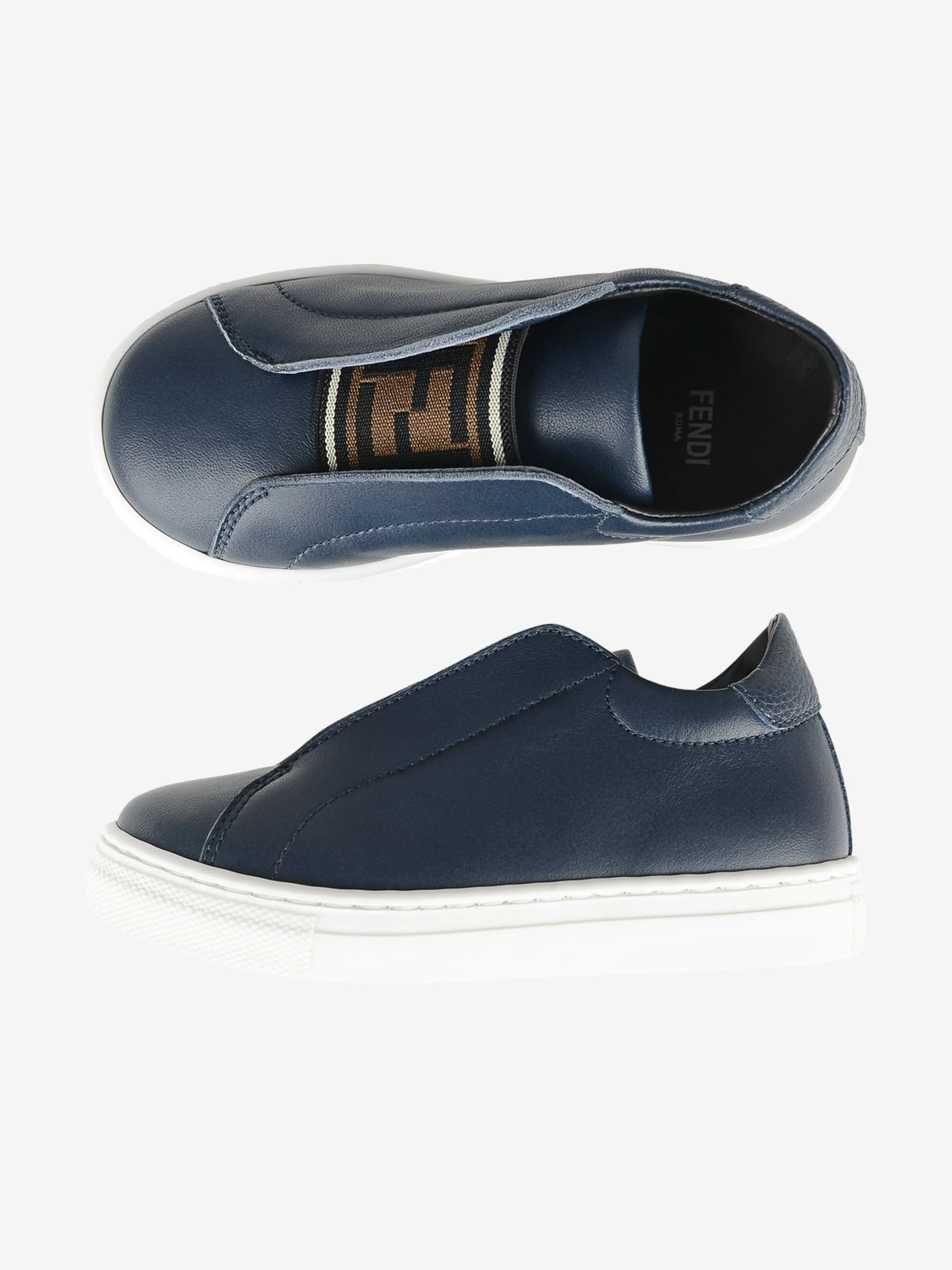 Fendi Blue Leather Slip On Trainers