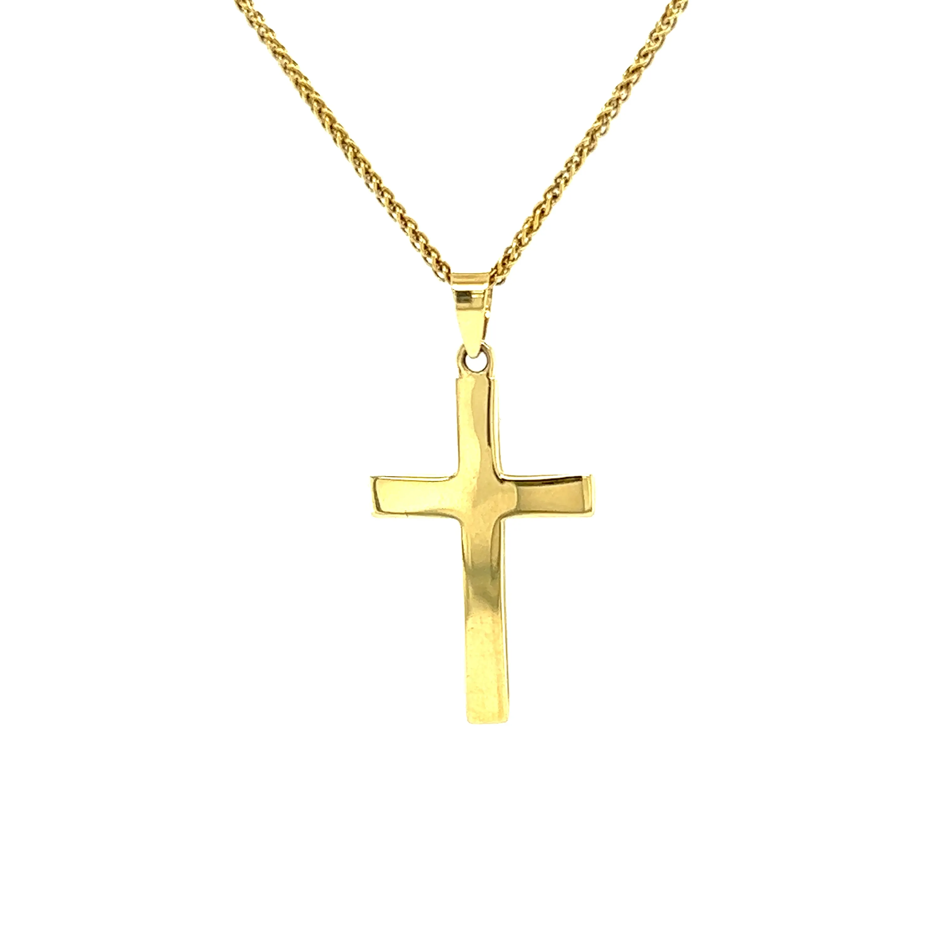 Flat Cross Pendant in 14K Yellow Gold