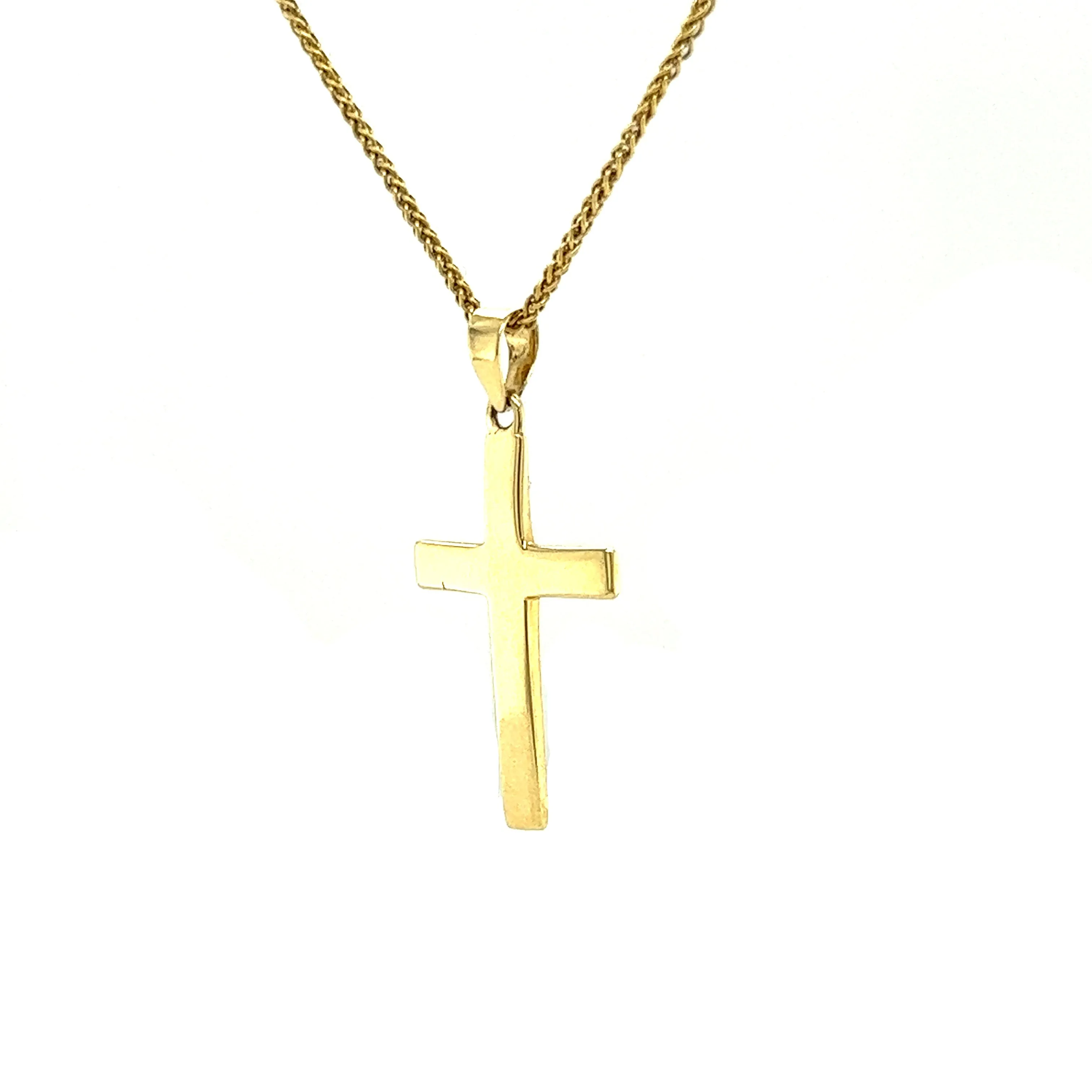 Flat Cross Pendant in 14K Yellow Gold