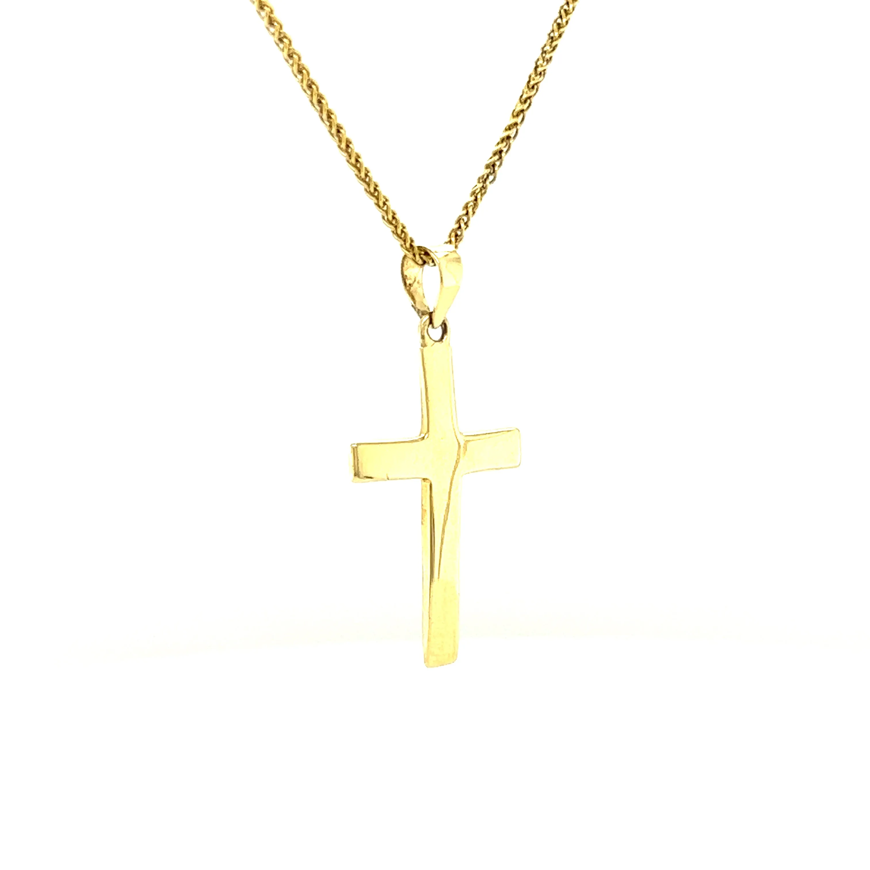 Flat Cross Pendant in 14K Yellow Gold