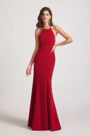 Floor Length Mermaid Halter Criss-Cross Back Bridesmaid Dresses (AF0138)