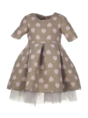 Girl's Dress with pink Jacquard hearts-SANTELLA pink