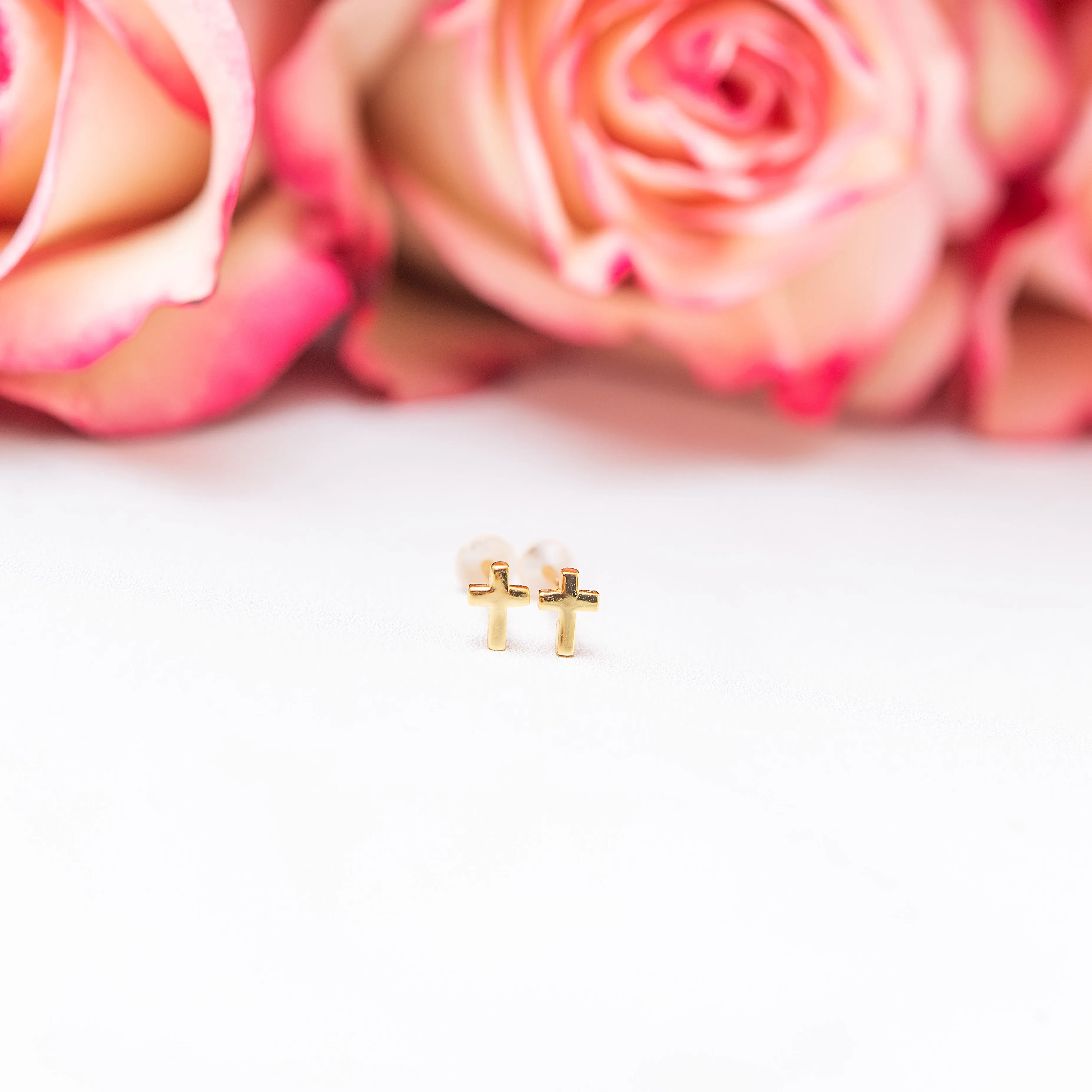 Gold Cross Studs