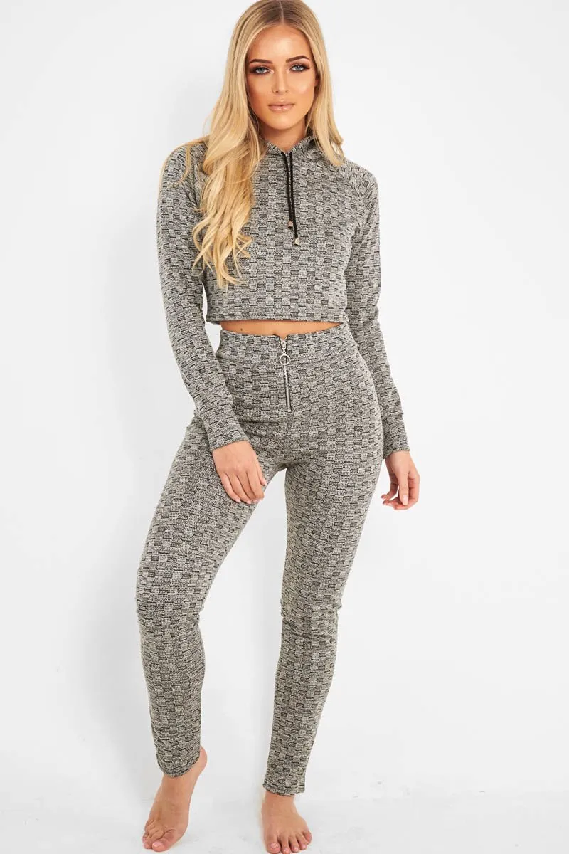 Grey Marl Hooded Loungewear Set - Olevia