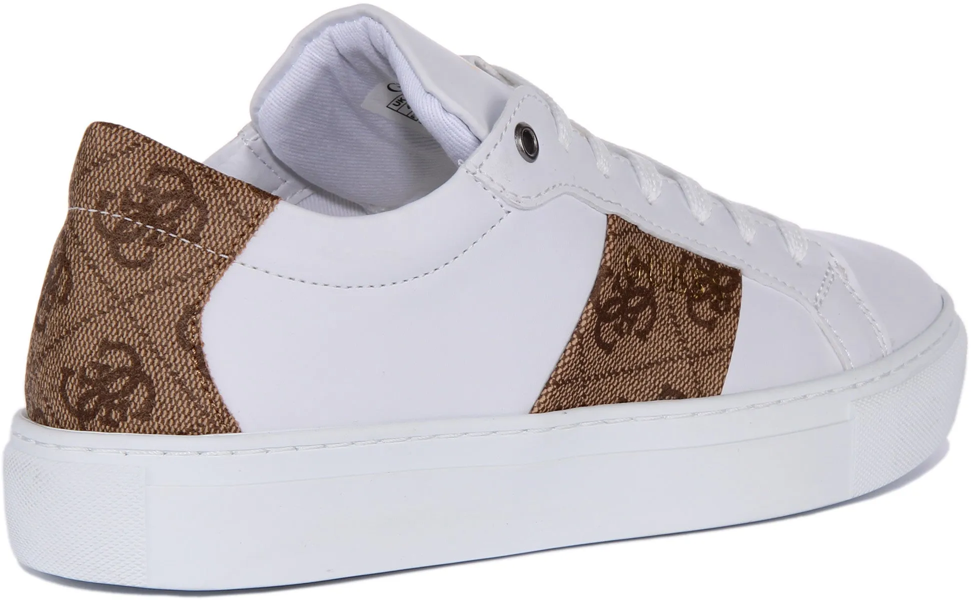 Guess Toda 4G Trainer In White Brown For Women