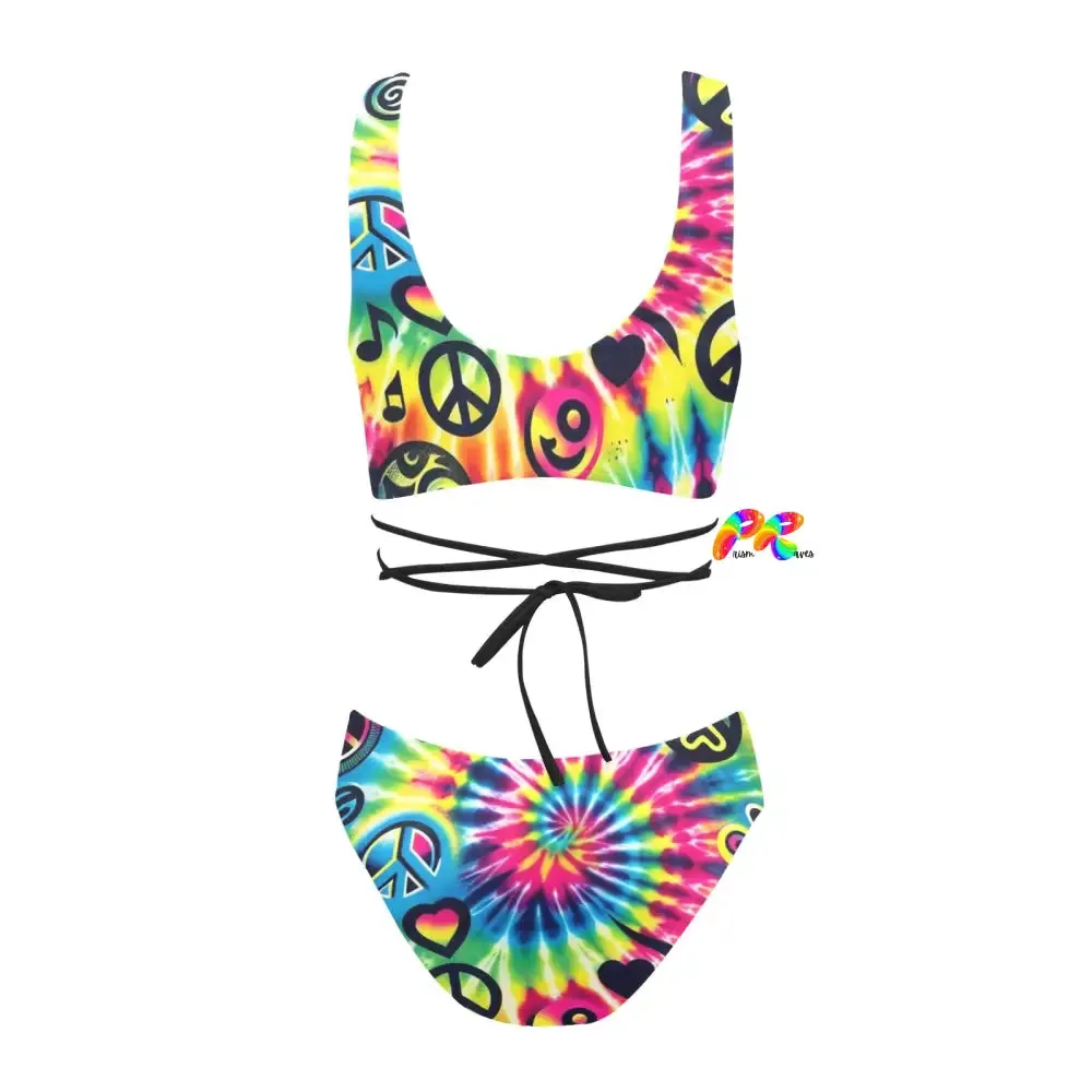 Happy Vibes Criss Cross Rave Bikini