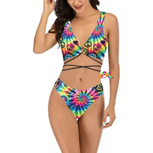 Happy Vibes Criss Cross Rave Bikini