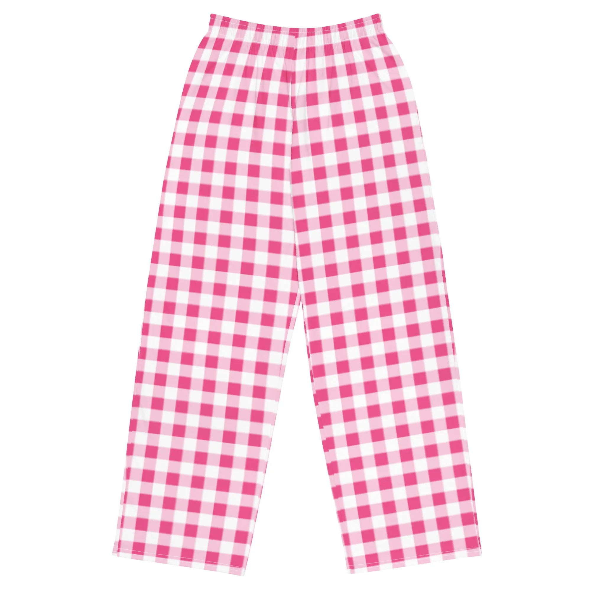 Hattie Everything Nice Pink Gingham Wide-Leg Lounge Pants | Pinup Couture Relaxed