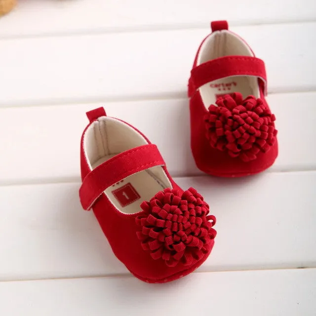 Hongteya 4colors Flower Cotton Baby Shoes Moccasin Girls Newborn Dress Shoes Soft Bottom Infants Crib Sneakers Cute First Walker