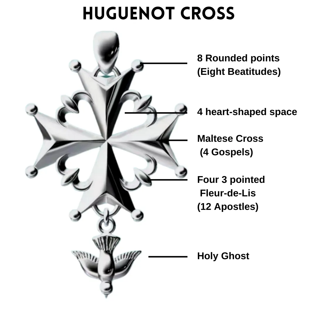 Huguenot Cross Necklace Sterling Silver